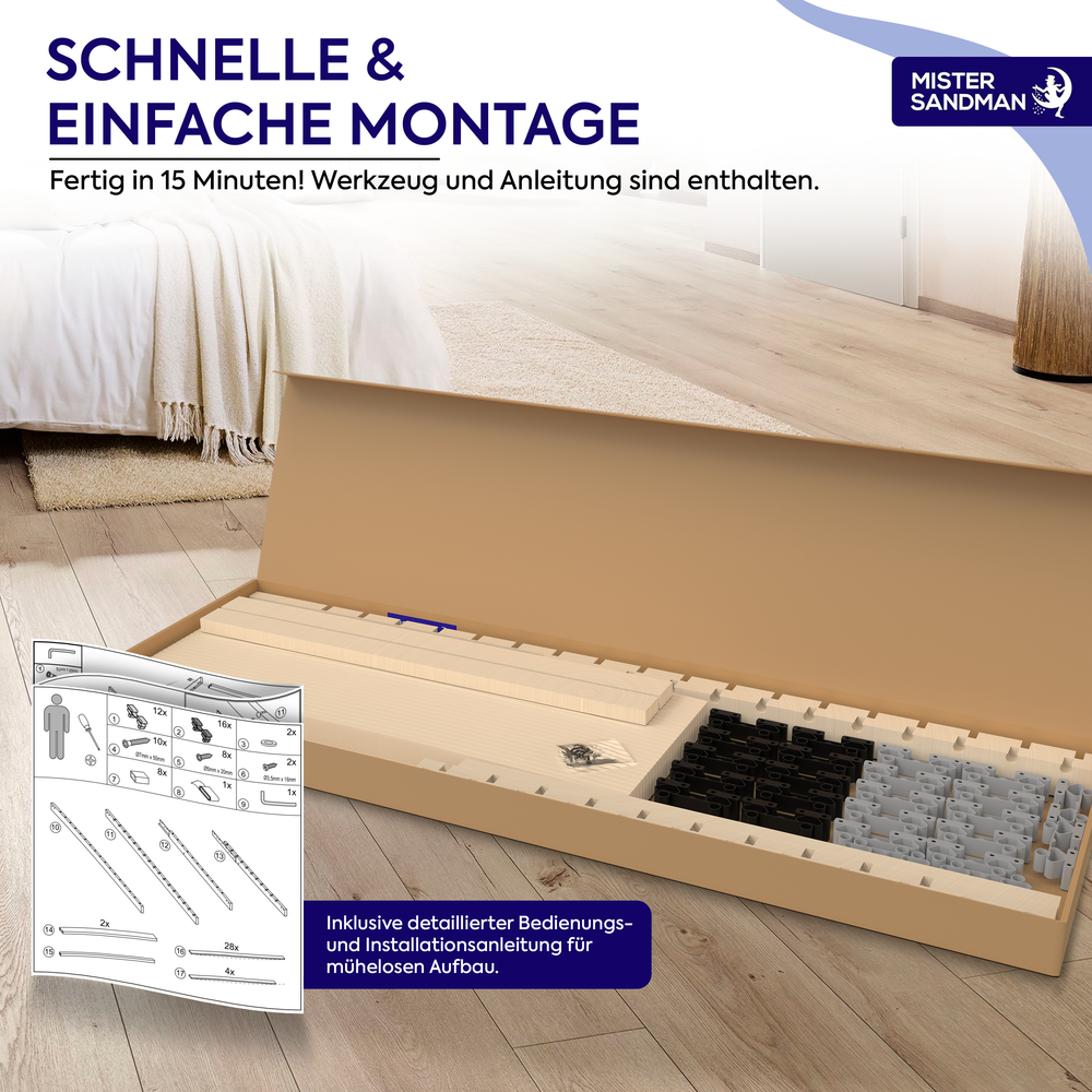 Hover image of DreamBase 7-Zone Slatted Bed Base made of Birch Plywood