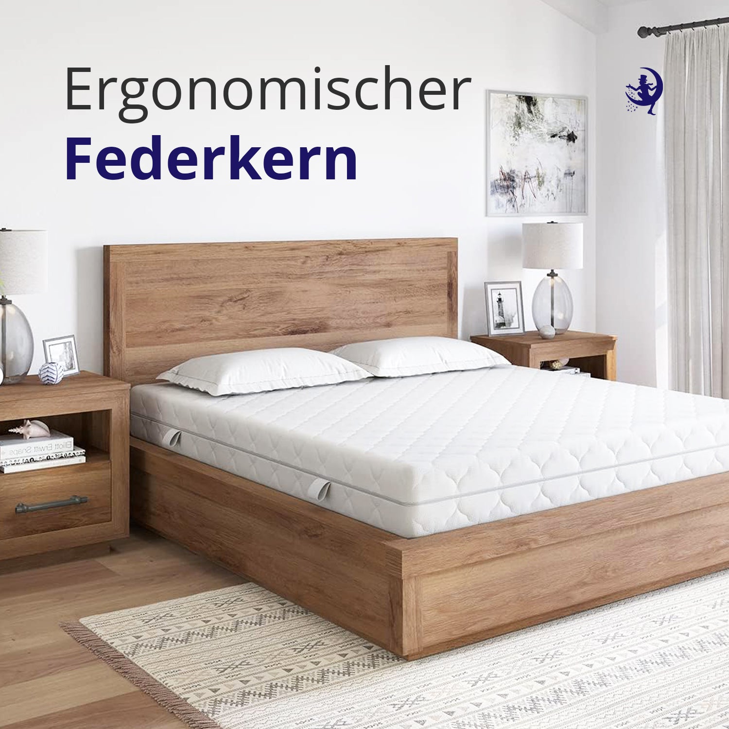 Modernes Schlafzimmer mit Matratze aus ergonomischem Federkern – ideal zur Unterstützung der Wirbelsäule und für gesunden Schlaf