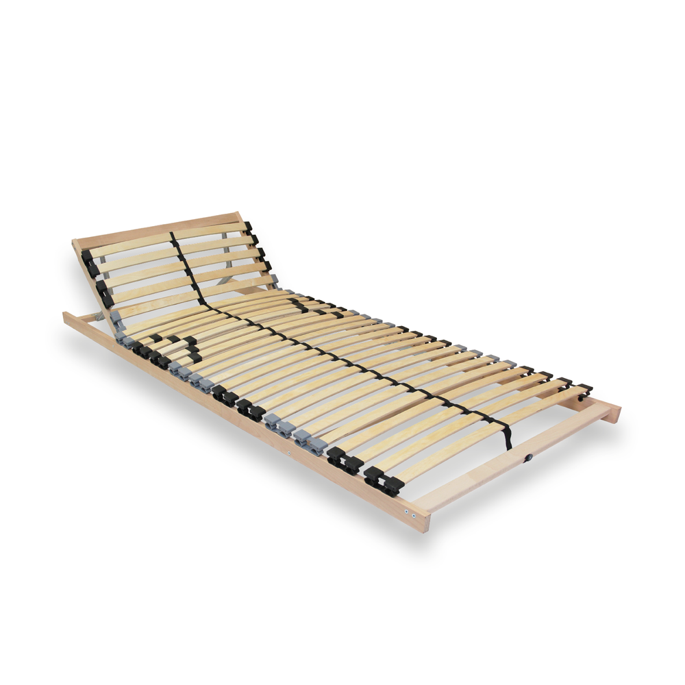 ErgoFlex slatted frame with adjustable head section and flexible firmness