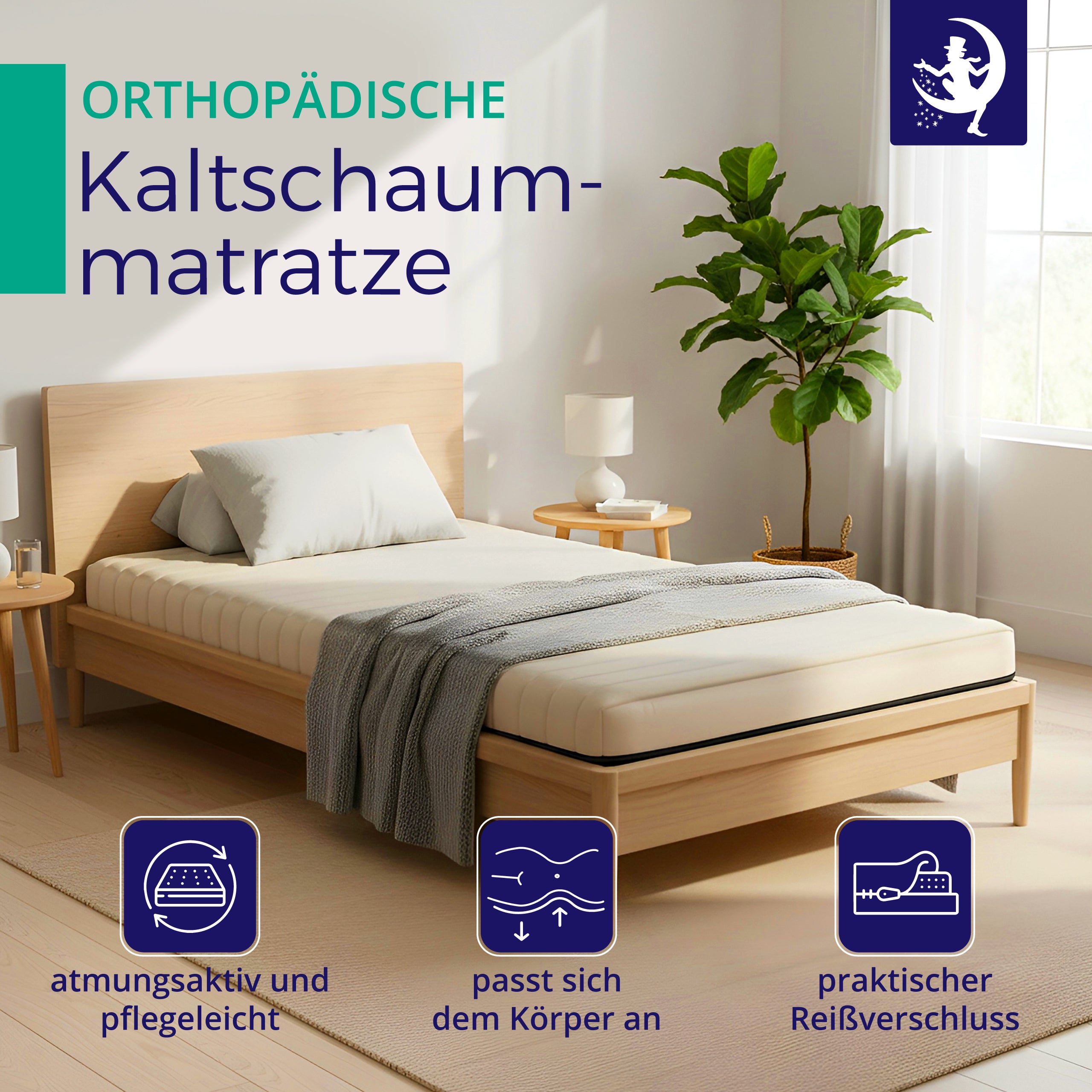 Orthopädische Kaltschaummatratze im Schlafzimmer – atmungsaktiv, pflegeleicht und ergonomisch