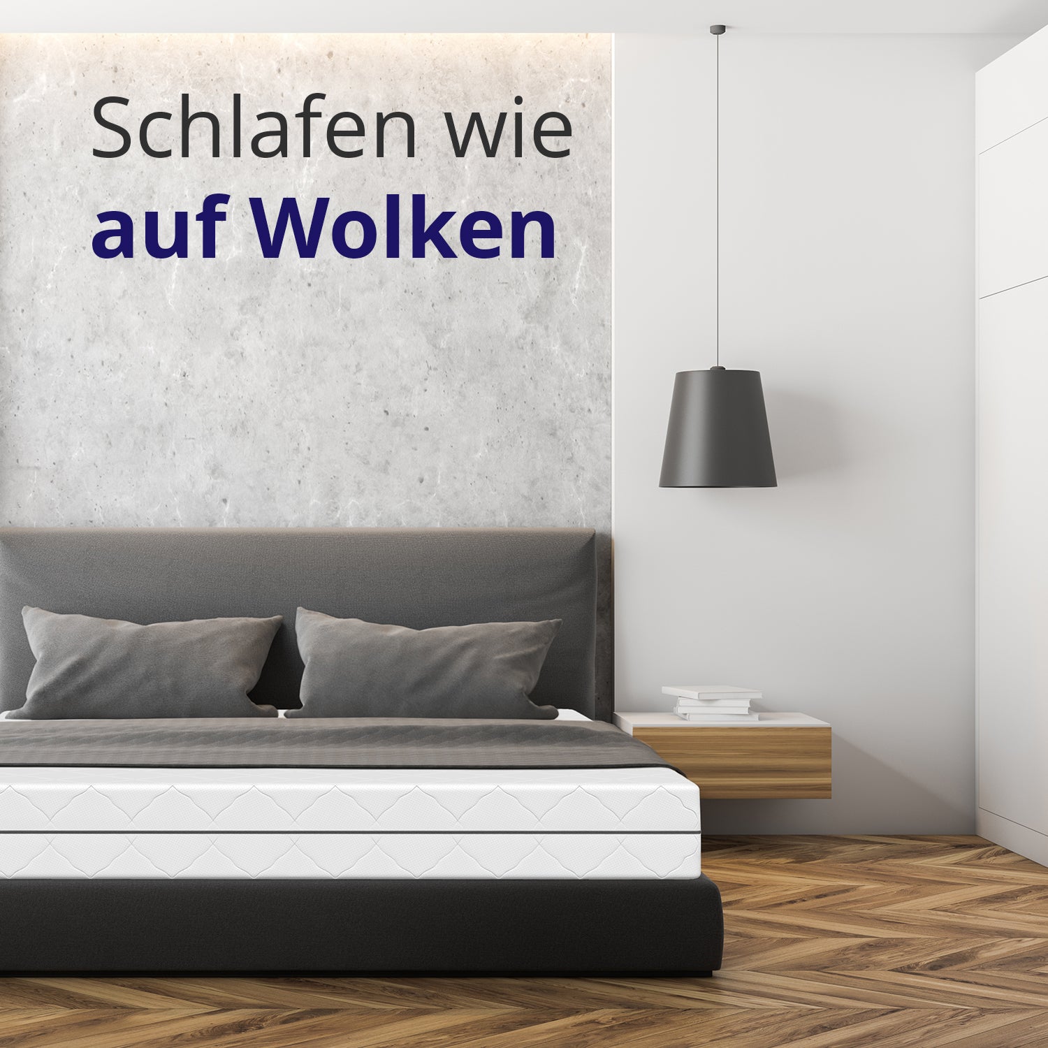 Luxuriöses Schlafzimmer mit hochwertiger Matratze für perfekten Schlafkomfort, ideal für erholsamen Schlaf wie auf Wolken